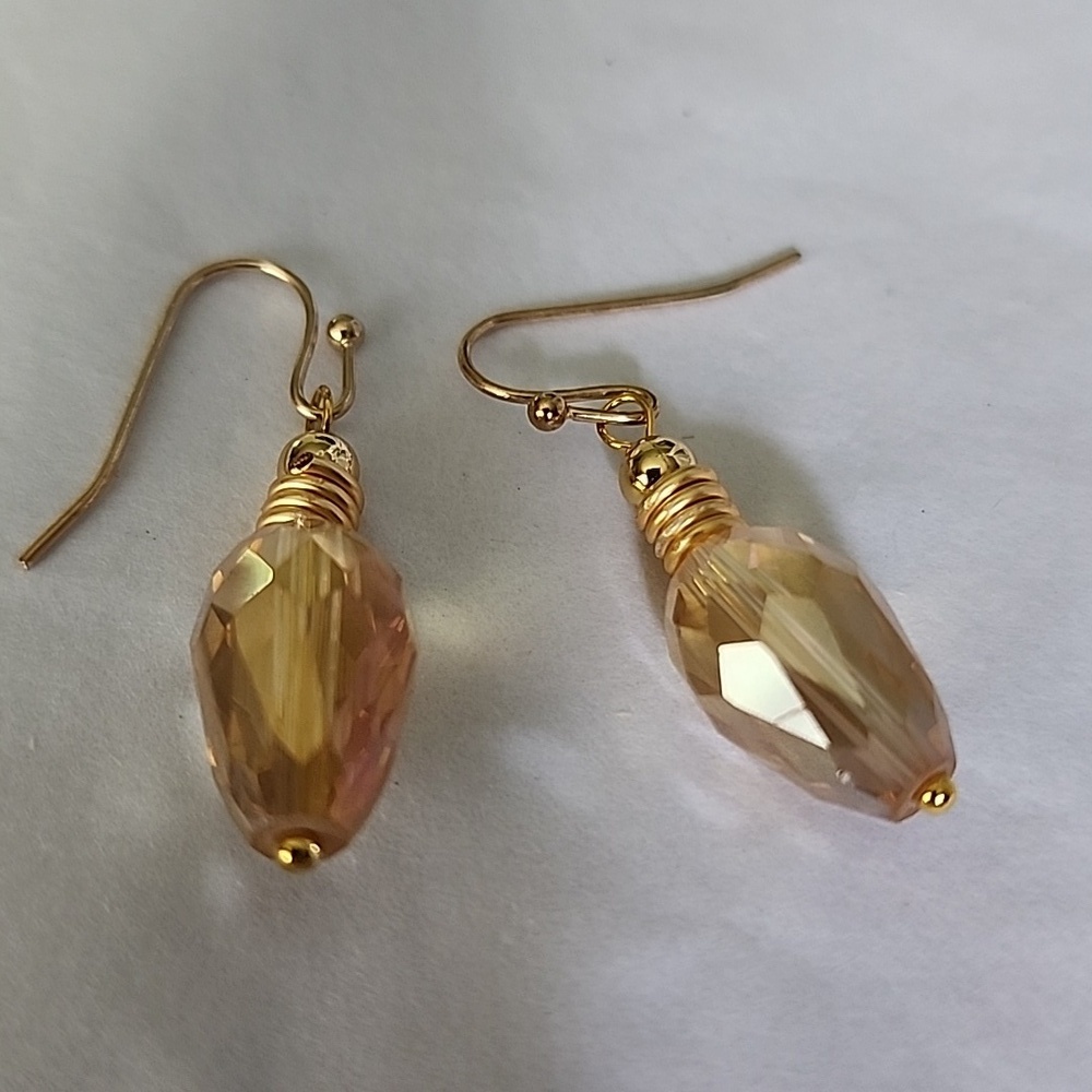Earrings Christmas light Gem Irridescent Vintage Look 925 hook